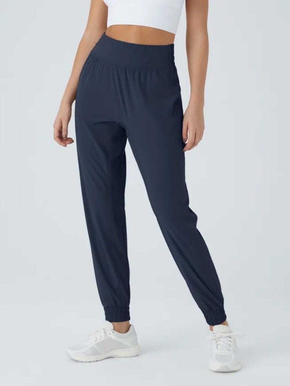 NWT Halara High Waisted Elastic Waistband Hiking Joggers Grey Blue - Size L